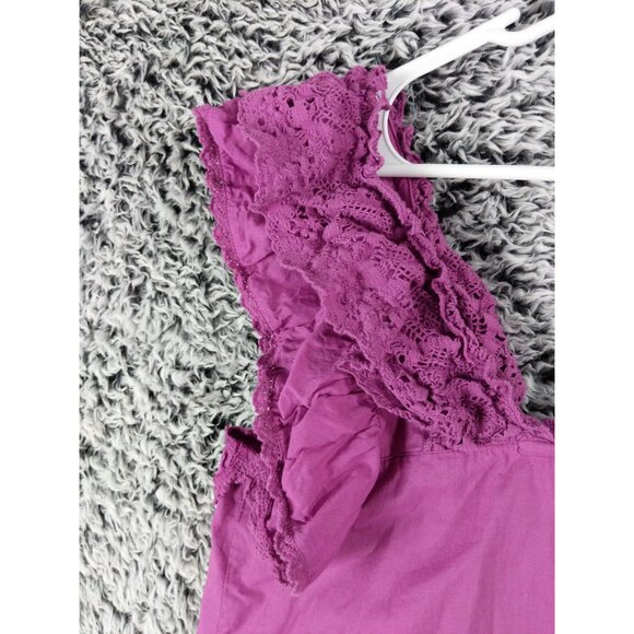 SEZANE Lexy Blouse Women SZ 36 US 4 Square Neck Ruffle Crochet Peasant Purple - Picture 10 of 12
